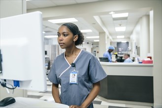 Nurse using a computer