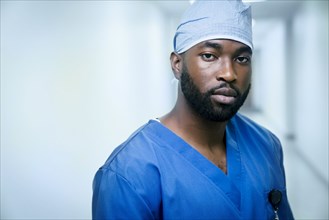Portrait of serious black nurse