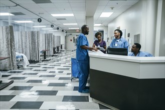Nurses talking in hospital