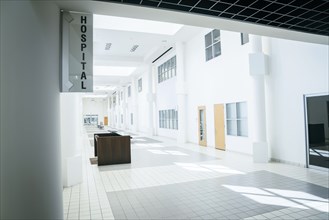 Empty hospital lobby