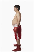 Profile of overweight boxer