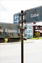 Road signs on street in Punta del Este