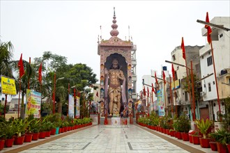 Large Indian statue of Hanuman in urban temple