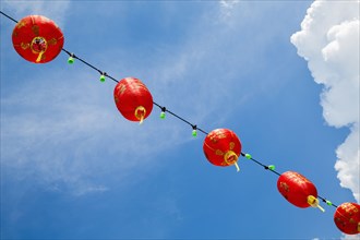 Chinese New Year Lanterns against blue sky