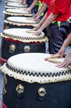 Musicians playing drums at Chinese New Year celebration
