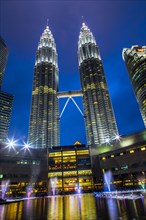 Petronas Twin Towers lit up at night