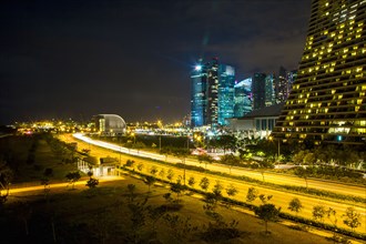 Singapore cityscape lit up at night