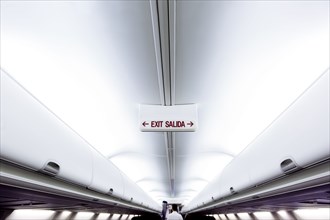 Exit sign in airplane