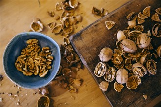 Close up of shelled walnuts
