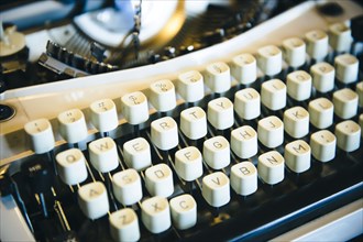 Close up of vintage typewriter keys