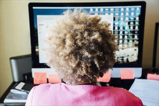 Black woman using computer