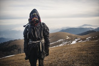 Caucasian woman hiking in mountains