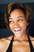 African woman laughing