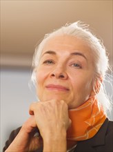 Pensive Caucasian woman