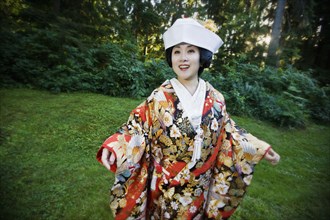 Japanese bride wearing traditional clothing