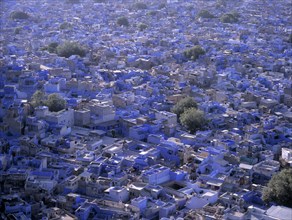 Aerial view of Blue City cityscape