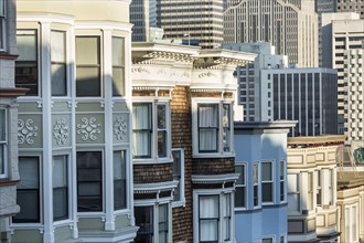 Victorian style homes in San Francisco cityscape