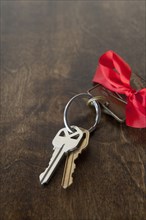 Car keys with red bow on key ring