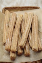 Close up of churros in basket