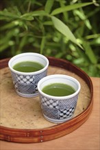 Close up of green tea in teacups