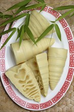 Bamboo shoots on platter
