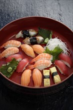 Nigiri sushi combination on platter