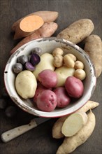 Various potatoes in bowl