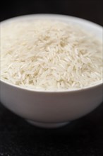 Uncooked rice in bowl