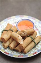 Asian spring rolls on plate