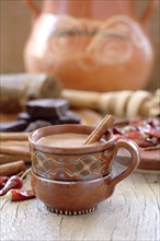 Mexican hot chocolate with cinnamon and chilis