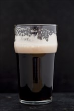 Close up of glass of beer