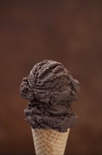 Close up of chocolate ice cream cone