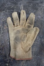 Close up of worn work glove