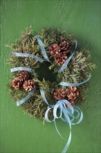 Close up of simple Christmas wreath
