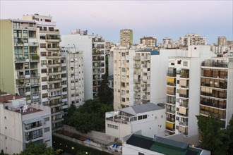Apartment buildings in cityscape