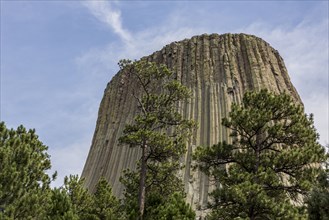 Low angle view of Devils Tower National Monument