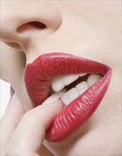 Close up of glamorous Caucasian woman's lips