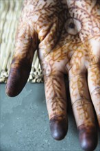 Close up of tattooed hand