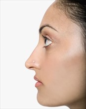Profile of Indian woman with nose ring