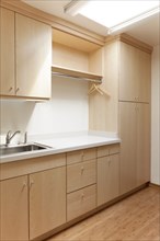 Cabinets and sink in modern room