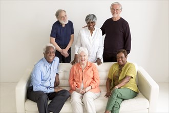 Portrait of older people on sofa