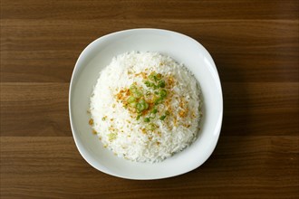 Rice and onions in bowl
