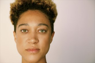 Portrait of serious mixed race woman