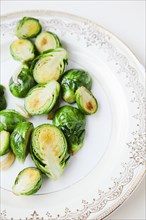Sliced brussels sprouts on plate