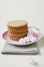 Cookies stacked on plate