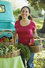 Hispanic women at organic farm stand