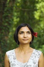 Indian woman with flower in her hair