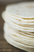 Close up of organic flour tortillas