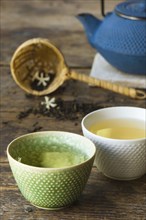 Close up of jasmine tea in teacups