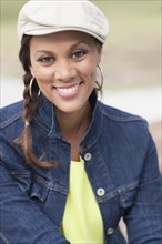 Close up of mixed race woman smiling